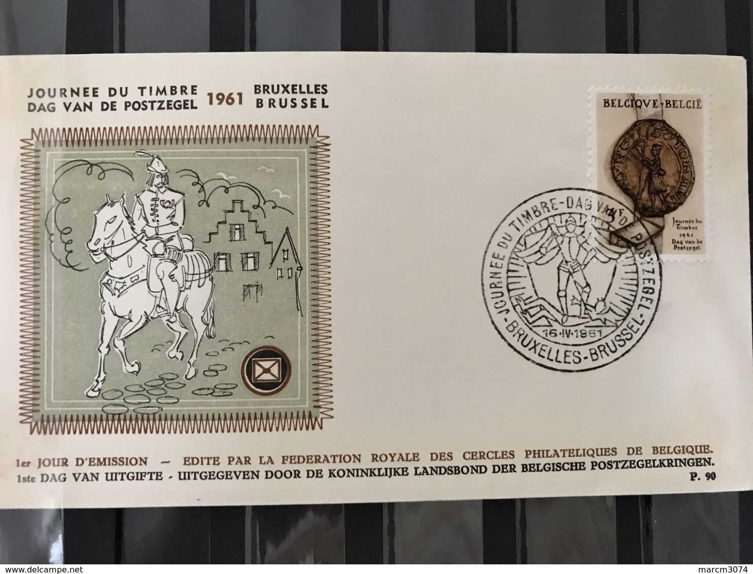 FDC 1175 DAG V/D POSTZEGEL UIT 1961 RODAN P90 STEMPEL BRUXELLES-BRUSSEL - 1961-1970