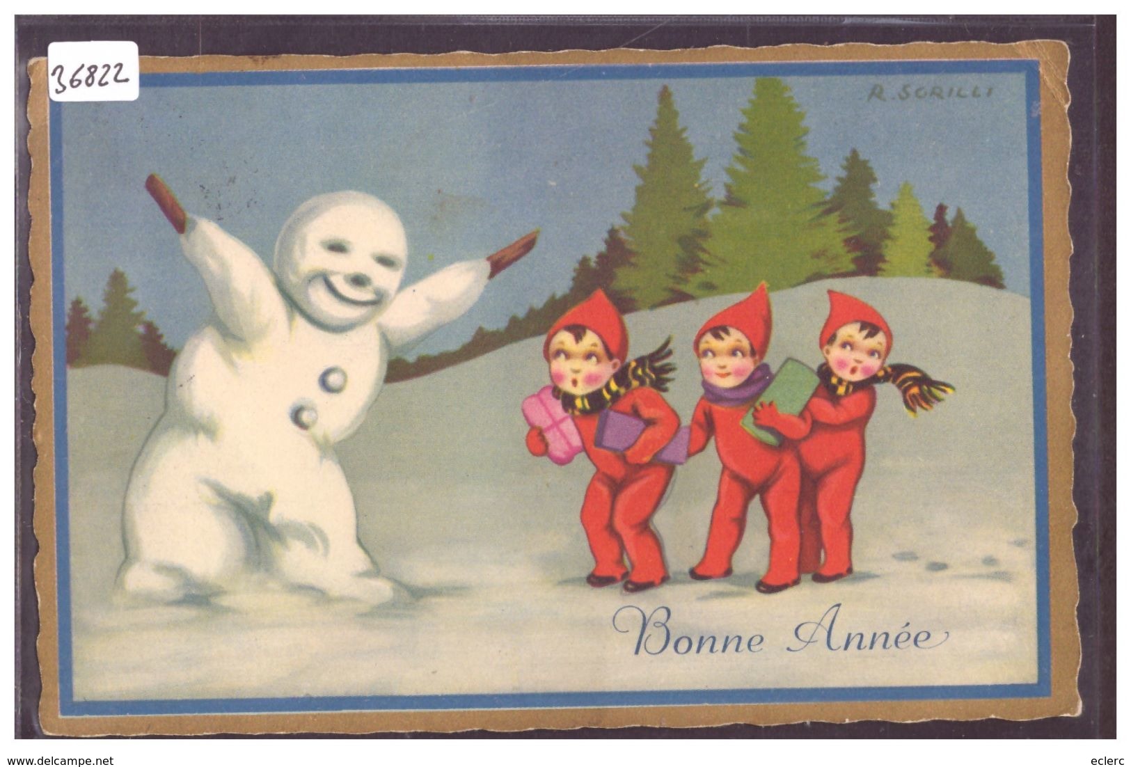 BONNE ANNEE - ENFANTS - BONHOMME DE NEIGE - TB - Año Nuevo