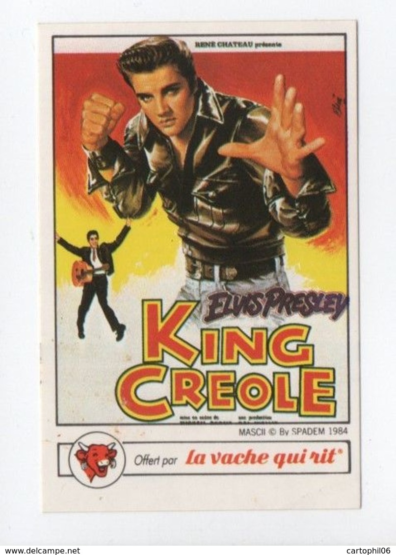- CHROMO / AUTOCOLLANT LA VACHE QUI RIT - Série CINÉMA 1984 - Mini-affiche KING CREOLE Avec ELVIS PRESLEY - - Autres & Non Classés