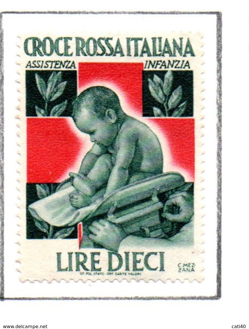 MARCHE DA BOLLO  -  LIRE 10 CROCE ROSSA  ITALIANA - ASSISTENZA INFANZIA - Publicity