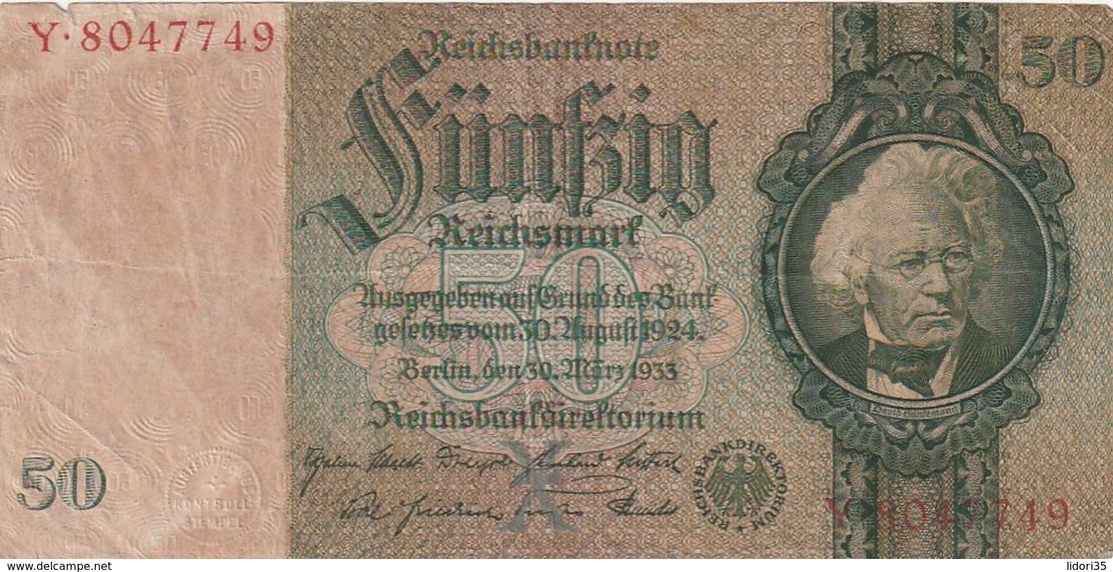 Deutsches Reich / 1933 / Reichsbanknote "50 Reichsmark" (BU54) - 50 Reichsmark