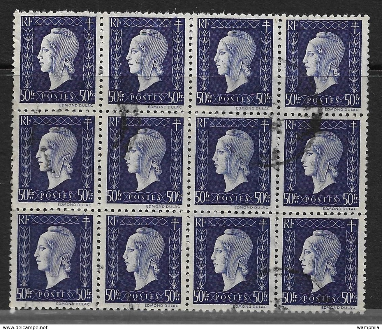 France N°701 Oblitéré Serie De Londre Un Bloc De 12 - Used Stamps