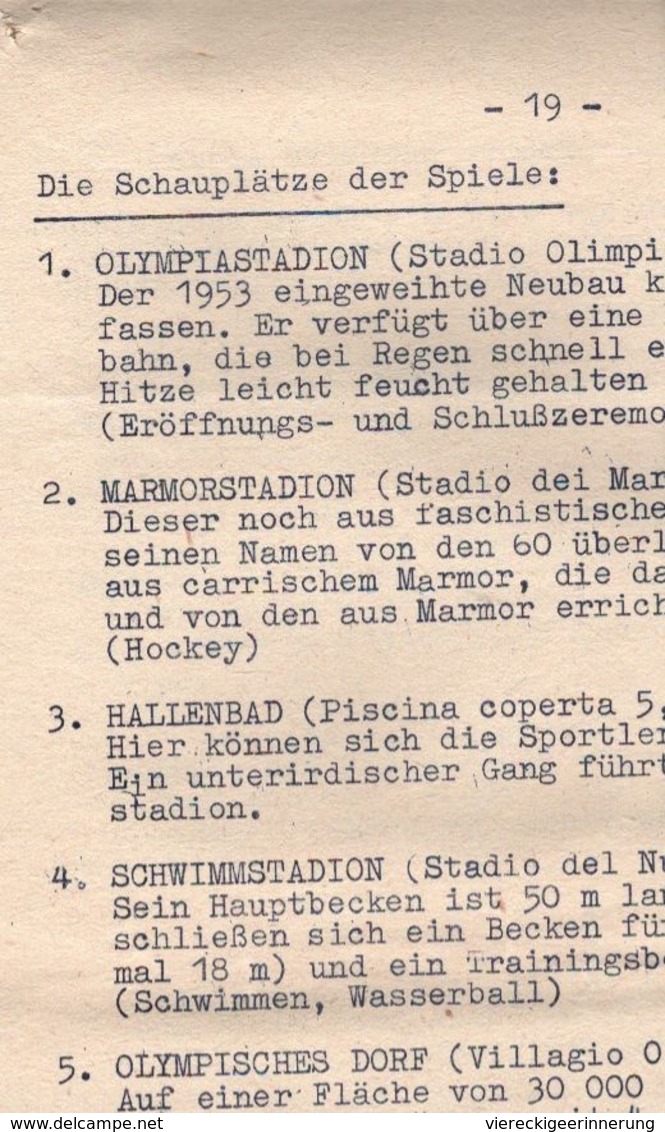 ! Olympiade Rom , Roma, 1960 interessantes Konvolut über 25 Teile, 9 Eintrittskarten, Programme, Reiseunterlagen etc.