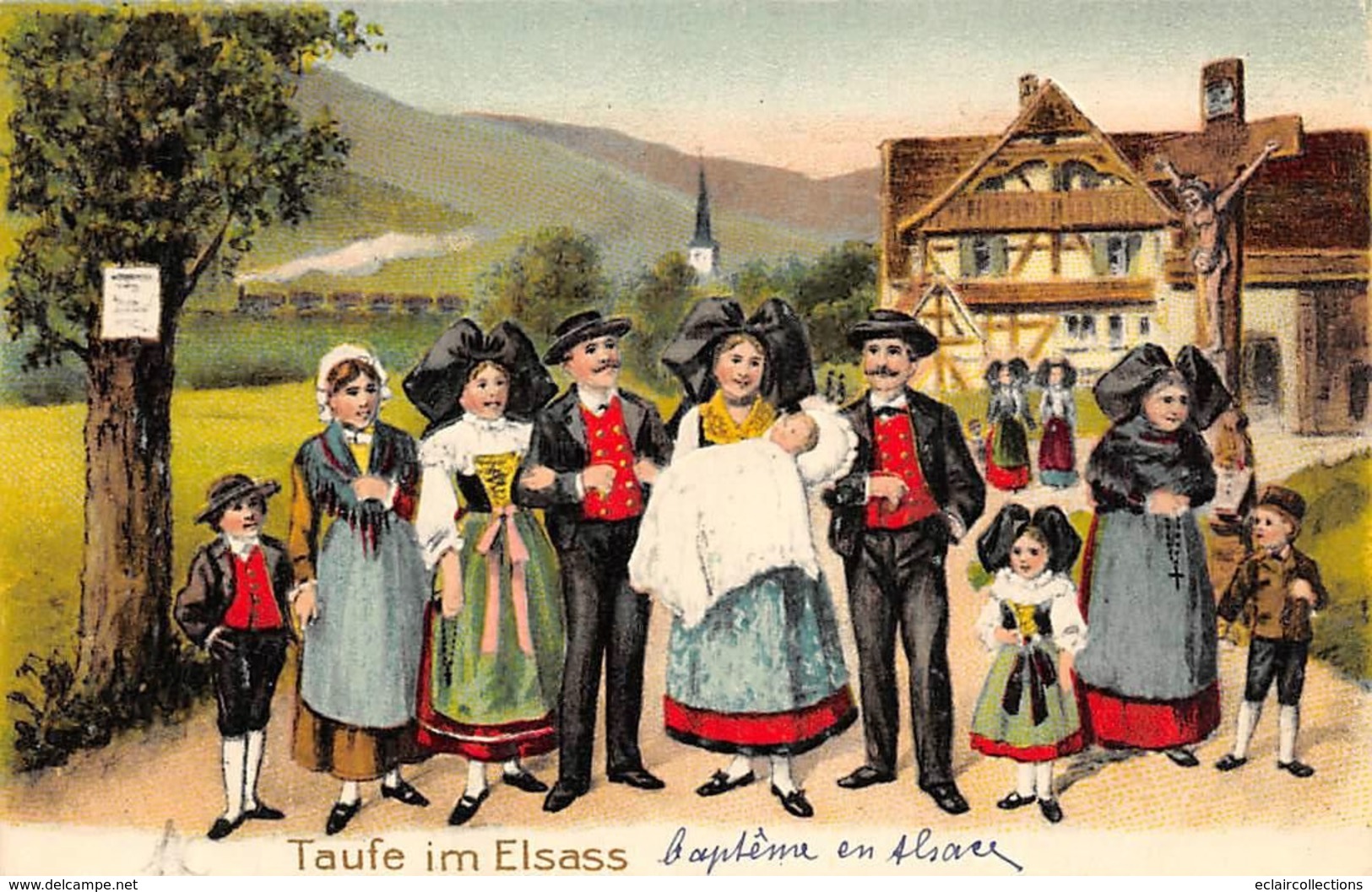 Non Localise. Divers Alsace      67     Un Baptême En Alsace  Carte Gaufrée    ( Voir Scan) - Andere & Zonder Classificatie