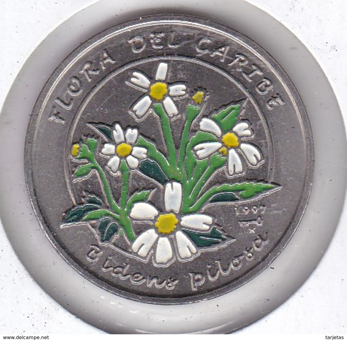 MONEDA DE CUBA DE 1 PESO DEL AÑO 1997 FLORA CARIBE - FLOR-FLOWER (COIN) NUEVA-MINT - Cuba