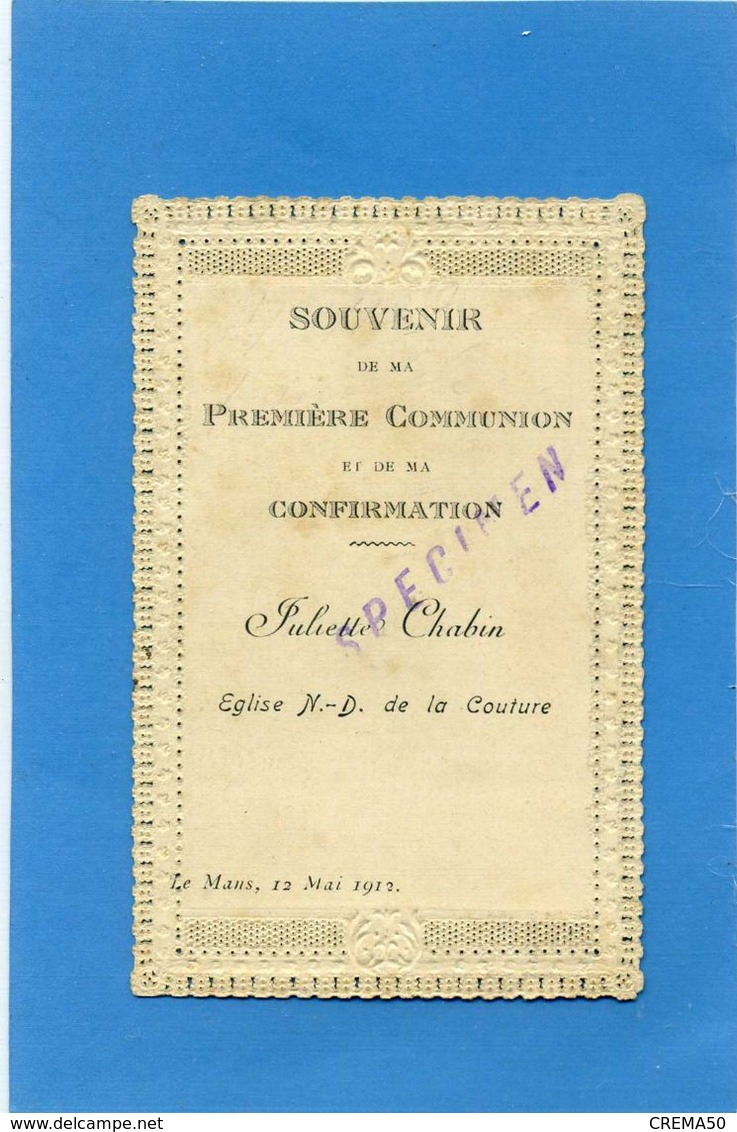 CANIVET  -  Souvenir De 1ère Communion  Le 12 Mai 1912 - église N D De La Couture Le Mans - Images Religieuses