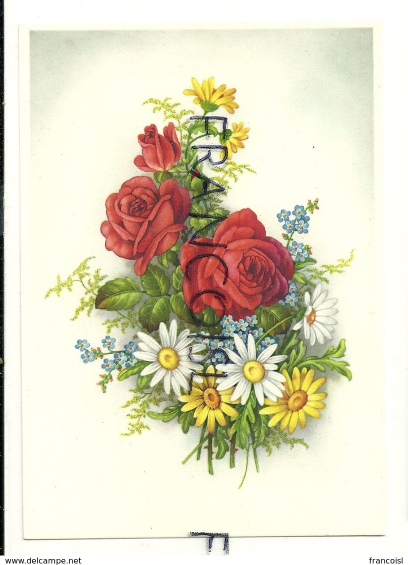 Bouquet De Roses, De Marguerites Et De Myosotis - Autres & Non Classés