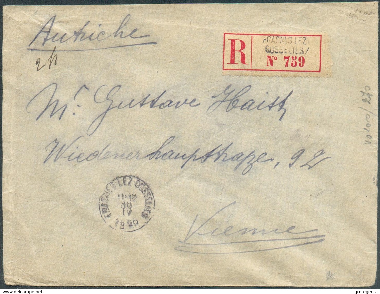 N°167(6)-172 - ROIS CASQUES 5 Centimes (2 Bandes De 3) + 35 Centimes Bistre, Obl. Sc FRASNES-LEZ-GOSSELIES au Verso D'un - 1919-1920  Cascos De Trinchera