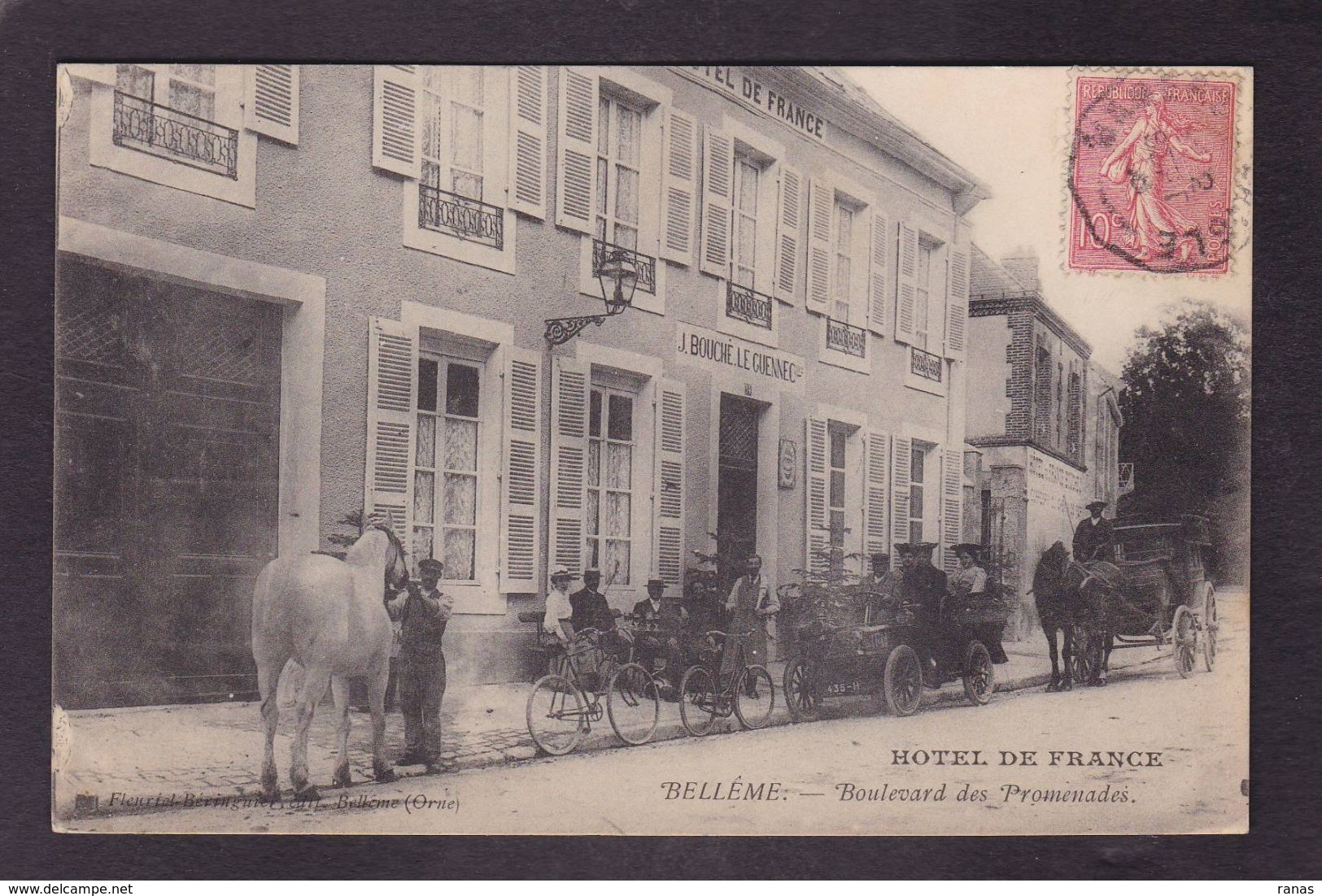 CPA Orne 61 Bellême Hôtel Voiture Automobile Circulé - Autres & Non Classés