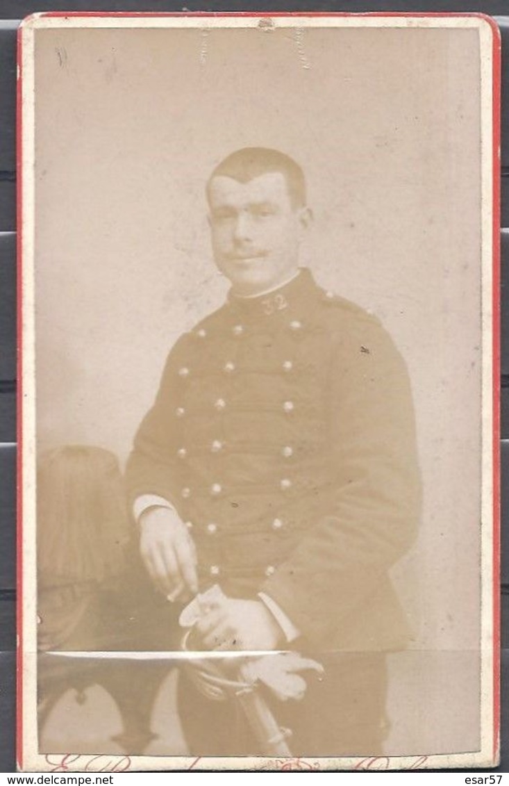 Petite Photo Cartonnée Soldat Du 32 ème  Photographe Boucher Orléans - Autres & Non Classés