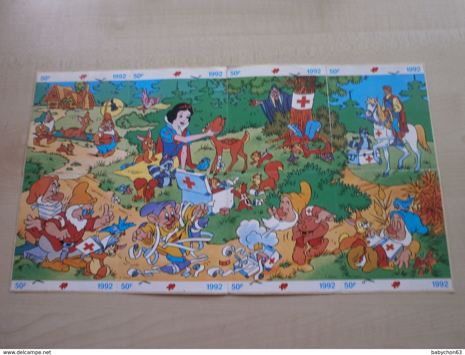 RARE Planche Complète 1992 CROIX ROUGE ET SABENA (8 Autocollants) BLANCHE NEIGE - Autres & Non Classés