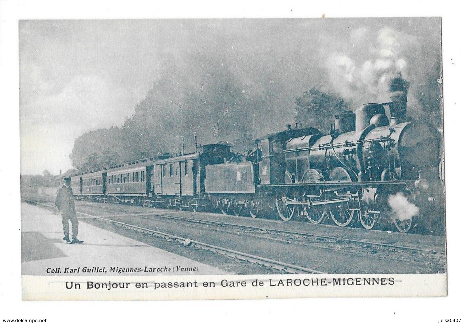LAROCHE MIGENNES (89) Un Bonjour En Passant En Gare Train Gros Plan - Migennes