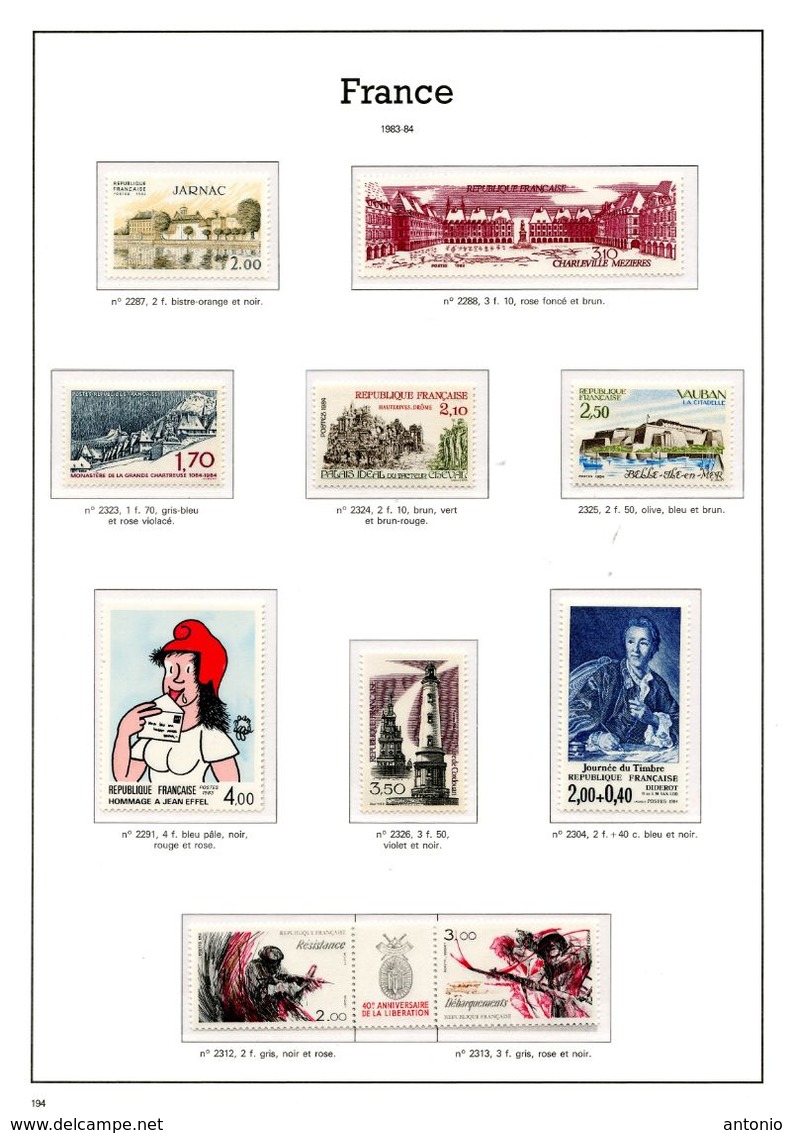 FRANCE ANNEES 1983/1984 - 10 TIMBRES NEUFS** - 50 % FACIALE APRES CONVERSION FRANCS/EUROS - Neufs