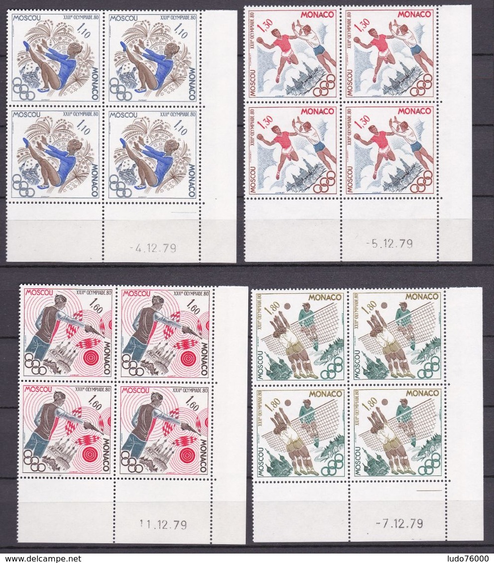 D176/ MONACO / N° 1218/1223 BLOC DE 4 COIN DATE NEUF** COTE 36€ / 2 SCANS - Collections, Lots & Séries