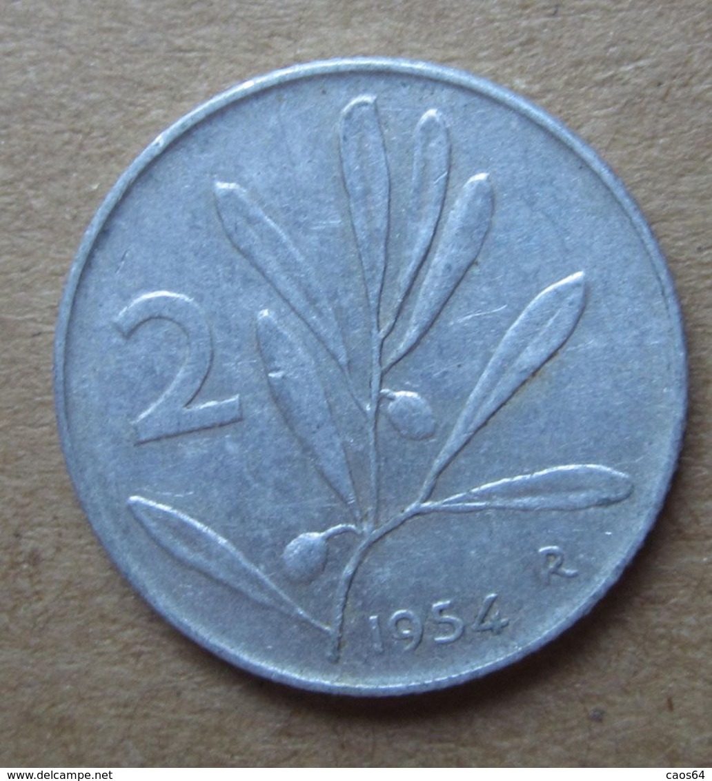 1954 R - ITALIA 2 Lire Ulivo/Ape  - Circolata - 2 Liras