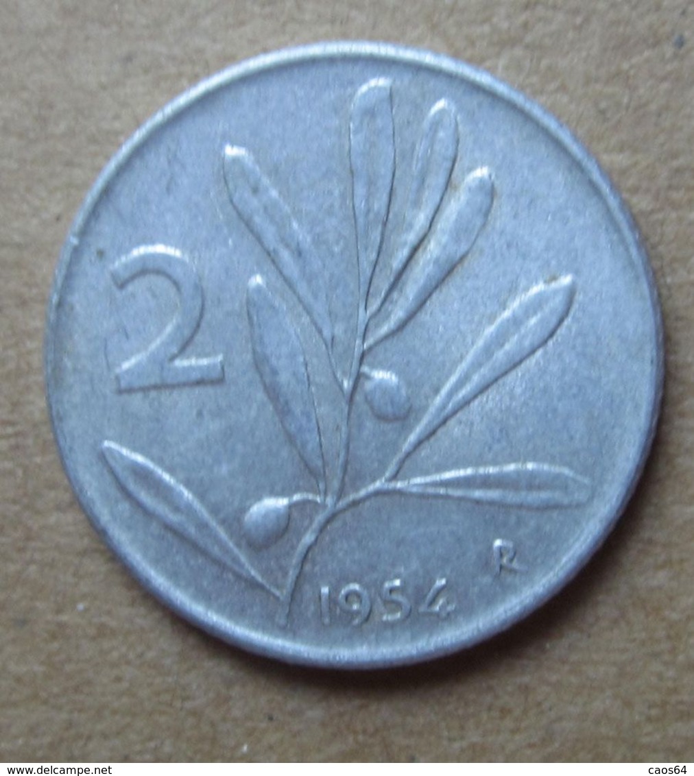 1954 R - ITALIA 2 Lire Ulivo/Ape  - Circolata - 2 Lire