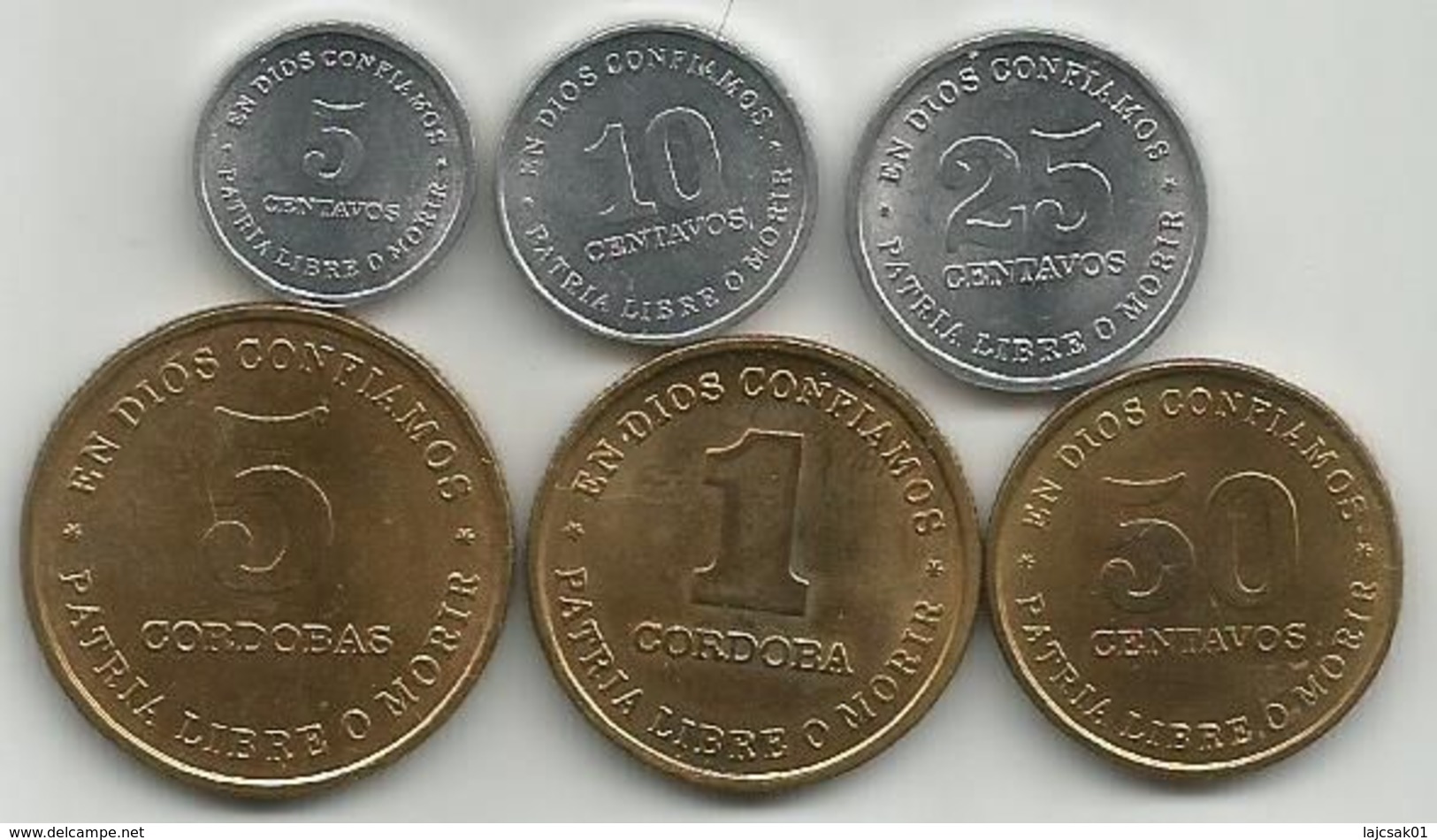 Nicaragua 5 - 10 - 25 - 50 Centavos,1 Cordoba,5 Cordobas 1987. - Nicaragua