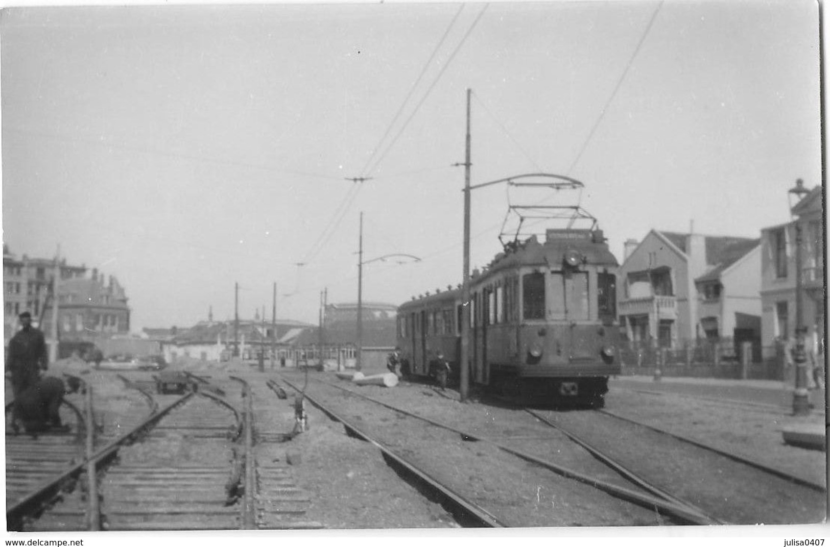 SCHEVENINGEN (Pays Bas) Photographie Format CPA Terminus Provisoire Du Tramway électrique 1947 - Scheveningen