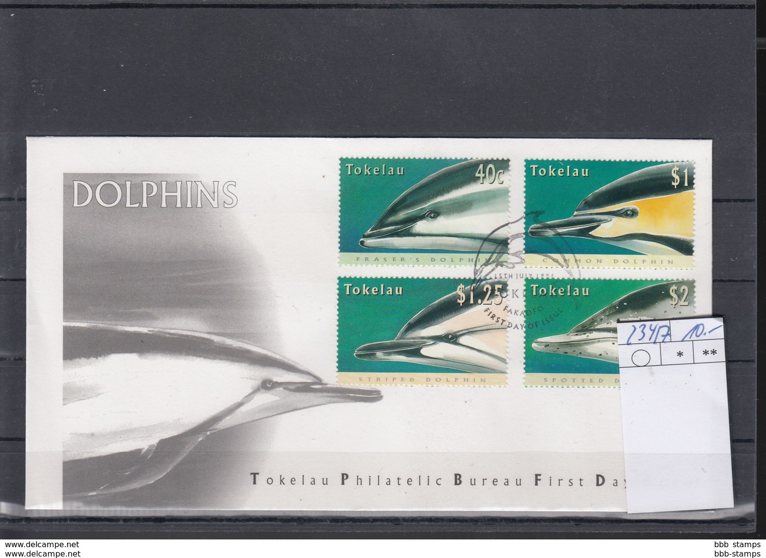 Tokelau Michel Cat.No. FDC 234/237 Dolphin - Tokelau