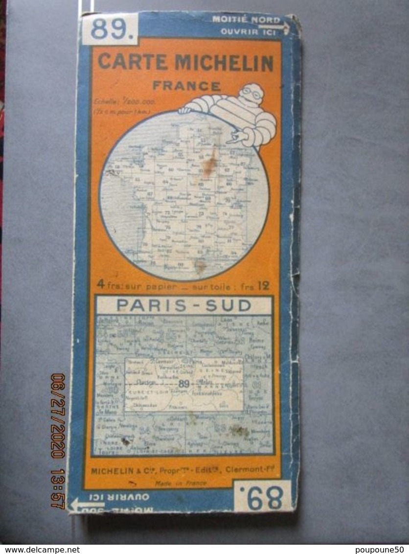 Carte MICHELIN France  N: 89  PARIS SUD ( De Breteuil à Montmirail Et De Châteaudun à Sens) - Roadmaps