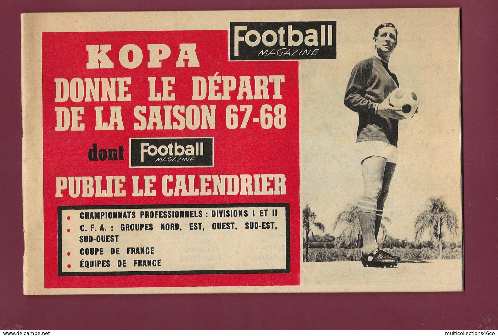 040620 -  FOOTBALL MAGAZINE KOPA Calendrier Saison 1967 68 - Photos US QUEVILLY Equipe De France Amateur - Sonstige & Ohne Zuordnung