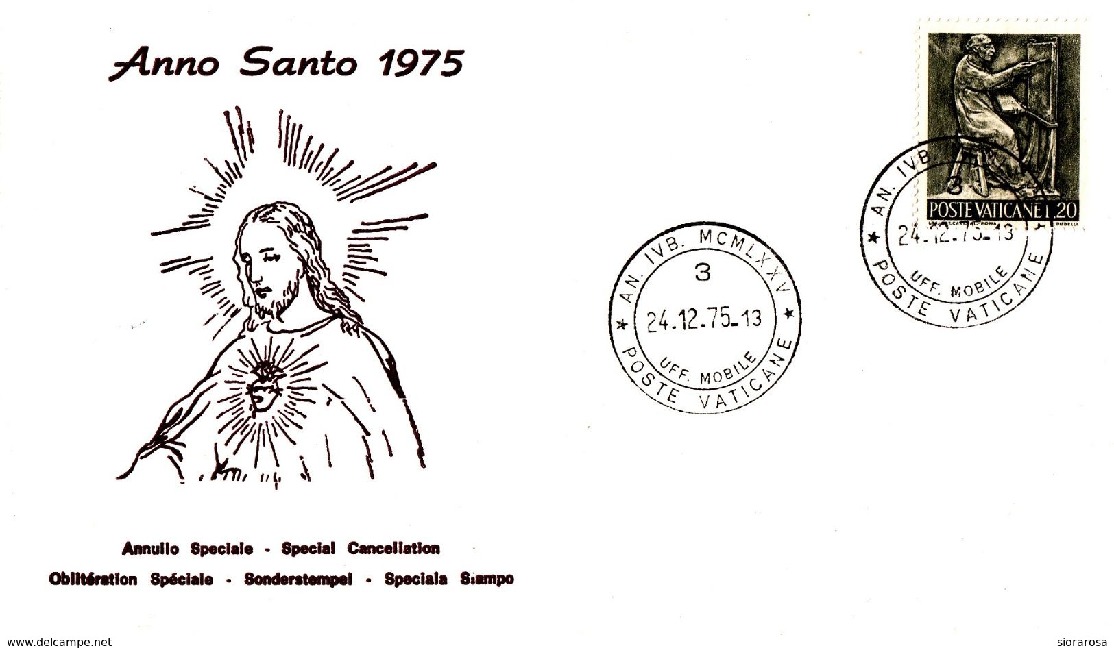 Vaticano Anno Santo 1975 Annullo Speciale Timbro FDC - Christianity