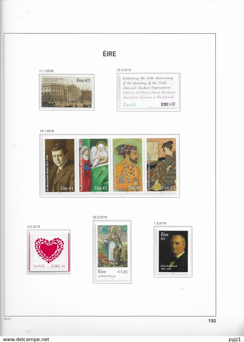 2018 MNH Ireland Year Collection According To DAVO Album . - Full Years