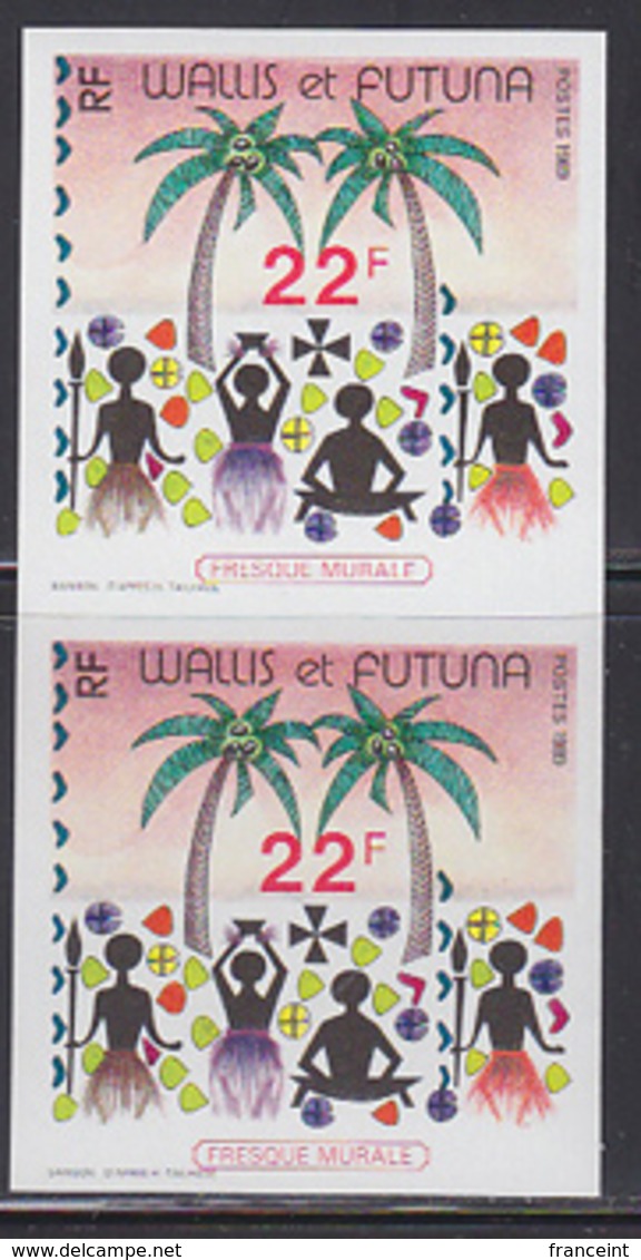 WALLIS & FUTUNA (1989) Fresco. Palm Trees. Imperforate Pair. Scott No 382, Yvert No 388. - Imperforates, Proofs & Errors
