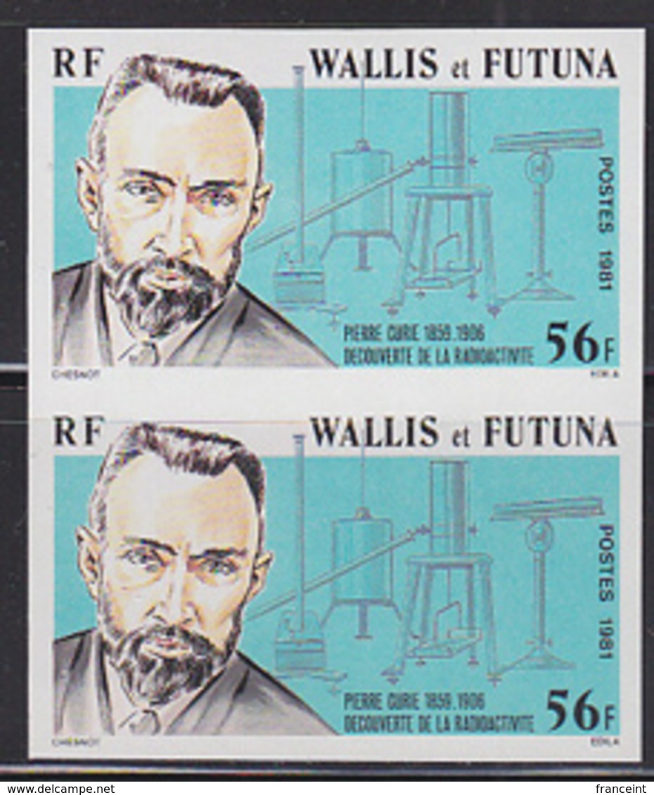 WALLIS & FUTUNA (1981) Pierre Curie. Laboratory. Imperforate Pair. Scott No 263, Yvert No 266. - Sin Dentar, Pruebas De Impresión Y Variedades