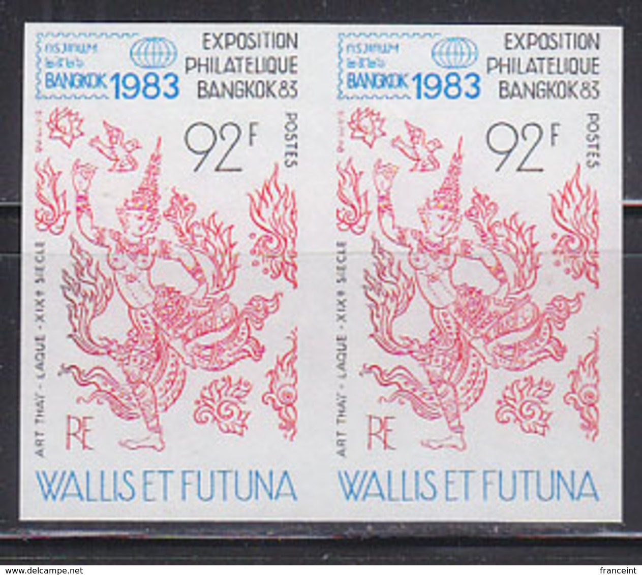 WALLIS & FUTUNA (1983) Thai Dancer. Imperforate Pair. Bangkok 83 Exhibition. Scott No 301, Yvert No 304. - Imperforates, Proofs & Errors