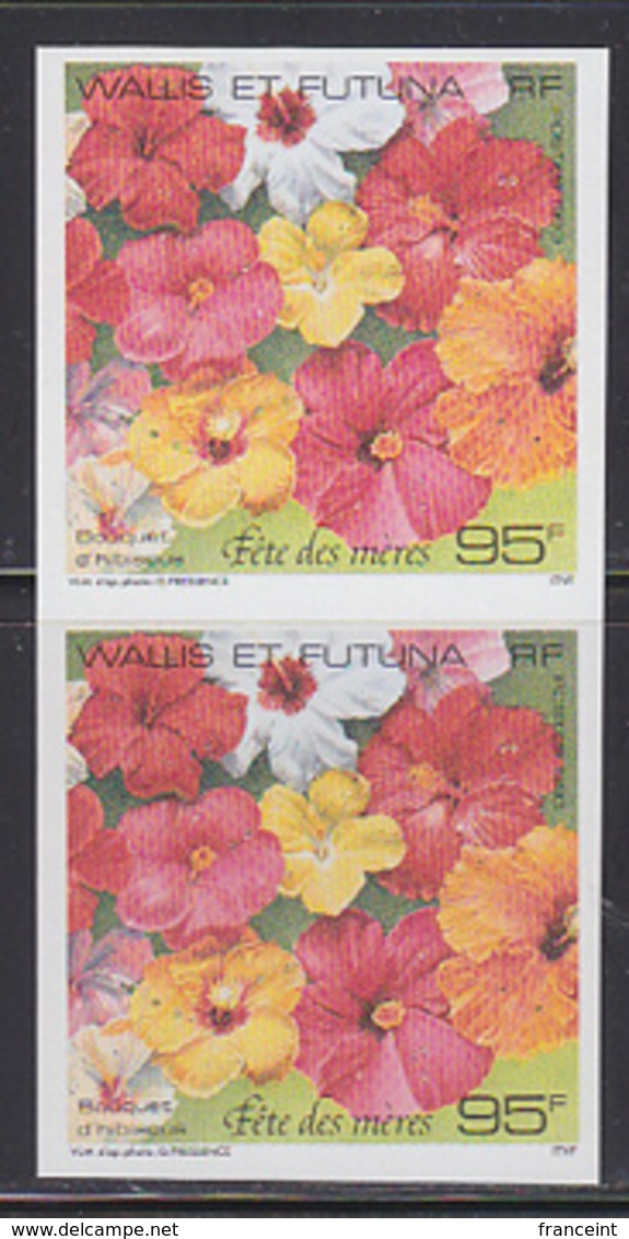 WALLIS & FUTUNA (1993) Hibiscus. Imperforate Pair. Scott No 445, Yvert No 466. - Sin Dentar, Pruebas De Impresión Y Variedades