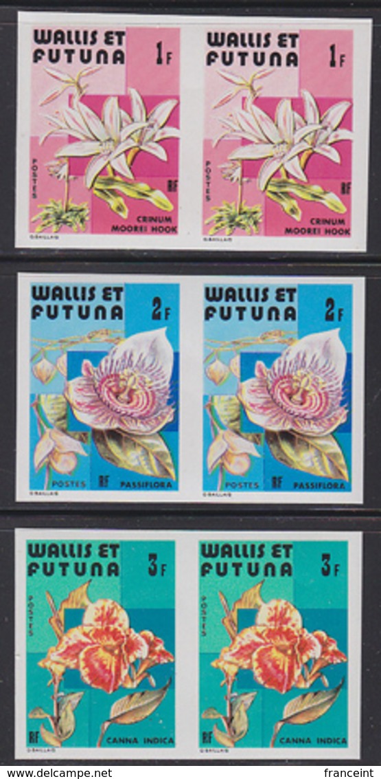 WALLIS & FUTUNA (1982) Orchids. Set Of 3 Imperforate Pairs. Scott Nos 279-81, Yvert Nos 282-4. - Imperforates, Proofs & Errors