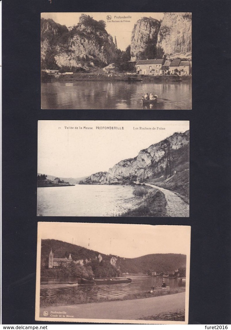 PROFONDEVILLE : Lot 9 Cartes : Bateaux , Peniche , Rochers , La Meuse Panorama ... - Profondeville