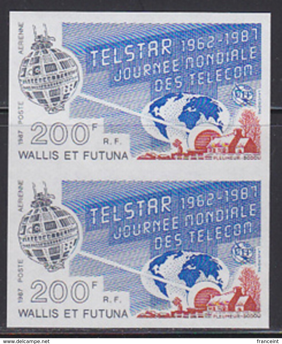 WALLIS & FUTUNA (1987) Telstar. Imperforate Pair. Scott No C153, Yvert No PA156. - Sin Dentar, Pruebas De Impresión Y Variedades