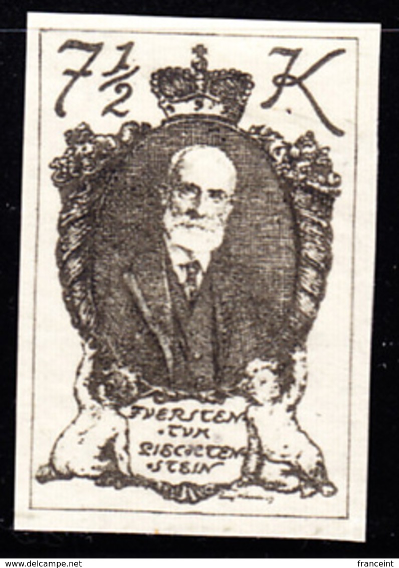 LIECHTENSTEIN (1920) Prince Johann II. Imperforate Trial Color Proof In Black. Scott No 45. - Proofs & Reprints