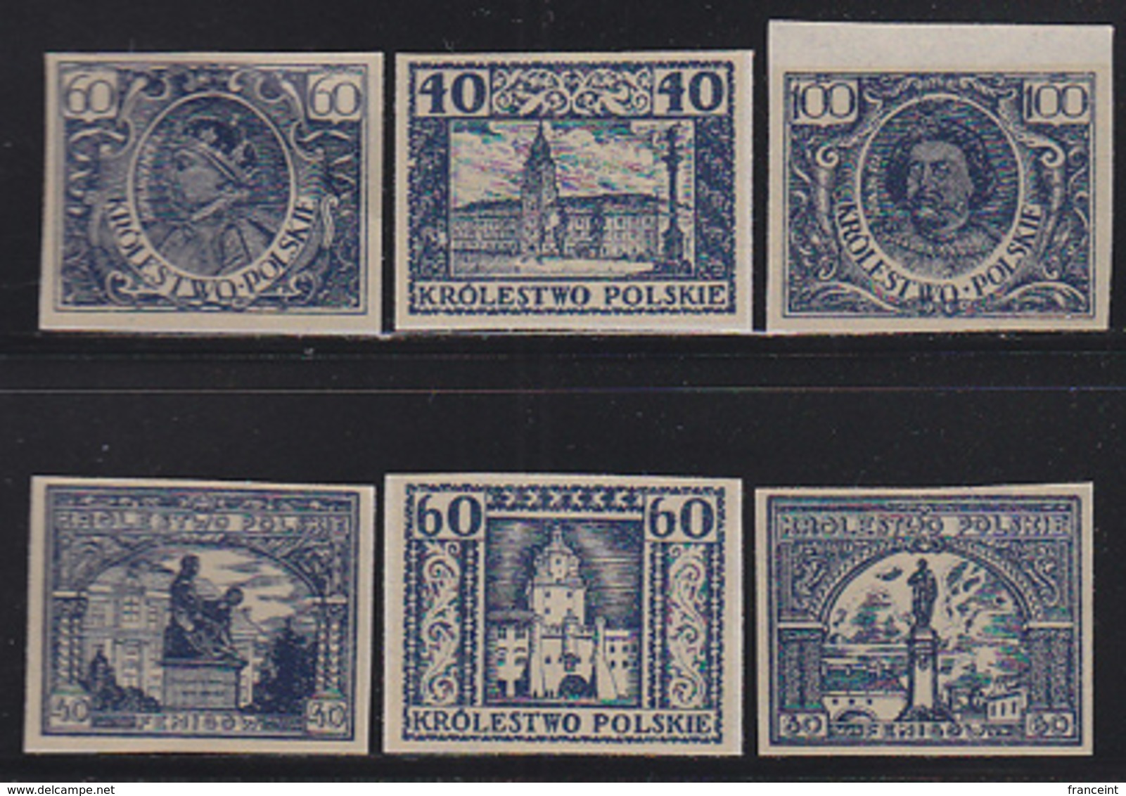 POLAND (1918) Set Of 6 Essays Of Unaccepted Designs. - Errors & Oddities