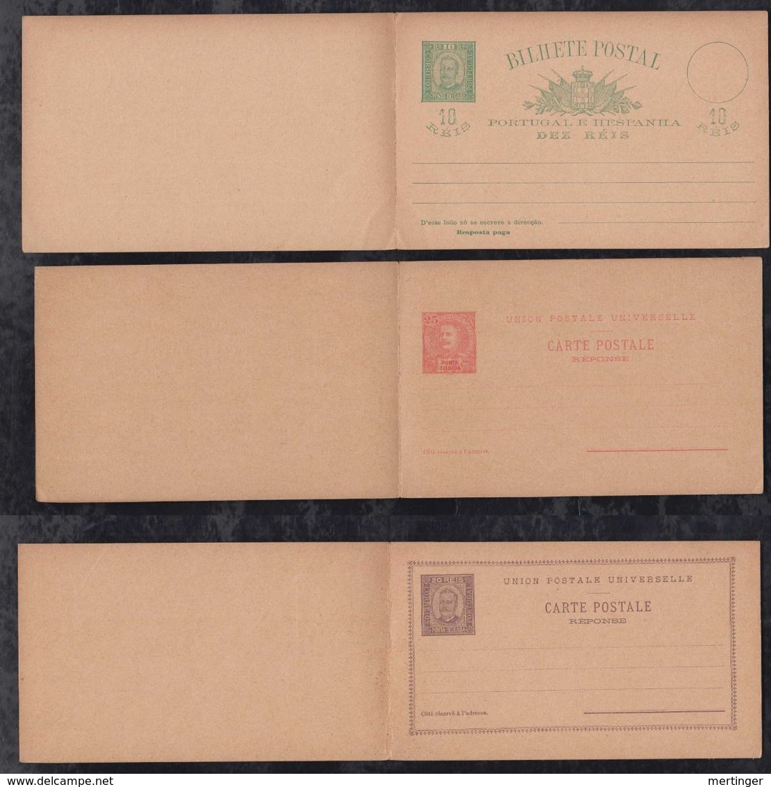 Portugal PONTA DELGADA 1892 3 Postal Stationery Question Reply Postcards ** MNH Carlos I - Ponta Delgada