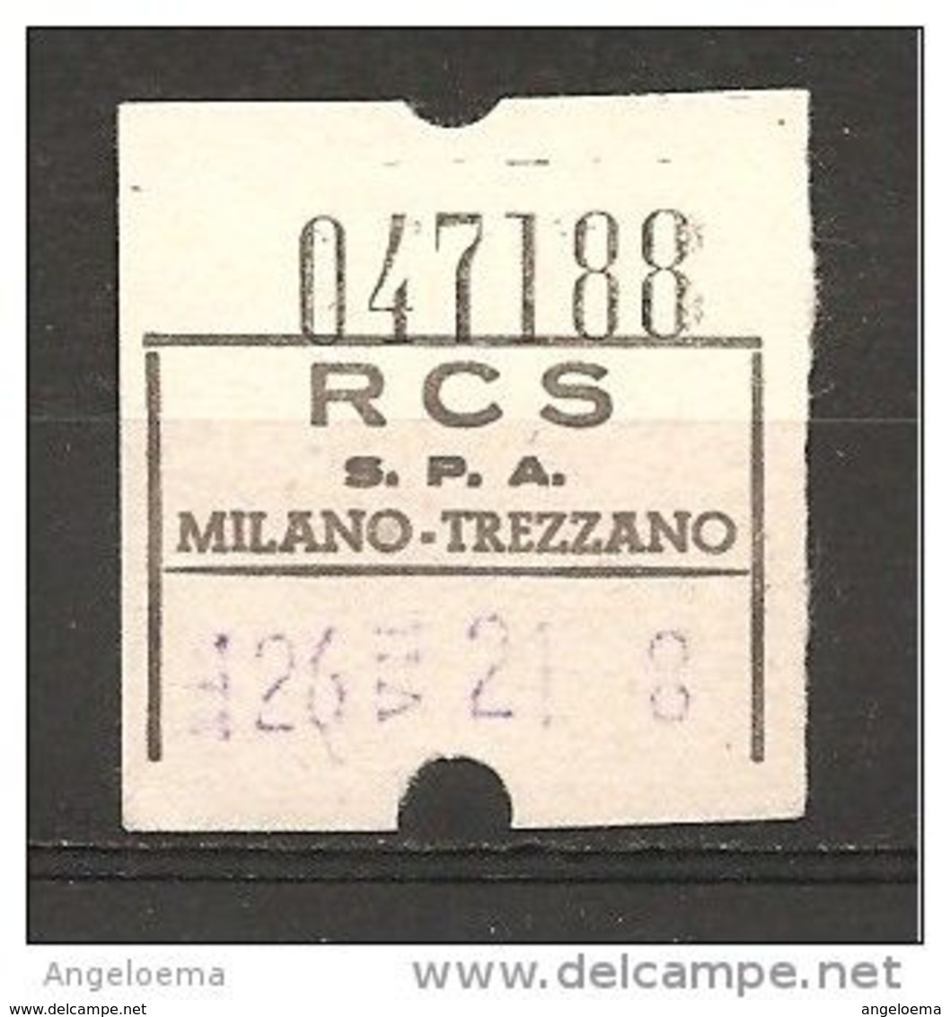 ITALIA - 1970 - Biglietto Autobus RCS Percorso MILANO-TREZZANO - Europe