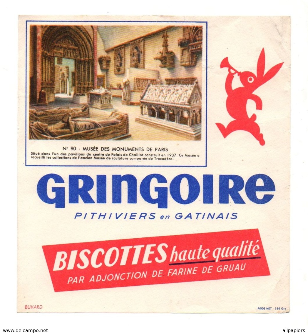 Buvard Gringoire Biscottes Haute Qualité Pithiviers En Gatinais N°90 Musée Des Monuments De Paris - Format : 17.5x19 cm - Biscottes