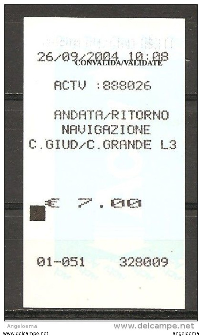 ITALIA - 2004 Biglietto Vaporetto VENEZIA ACTV Andata-ritorno Giudecca-Canalgrande - Europa
