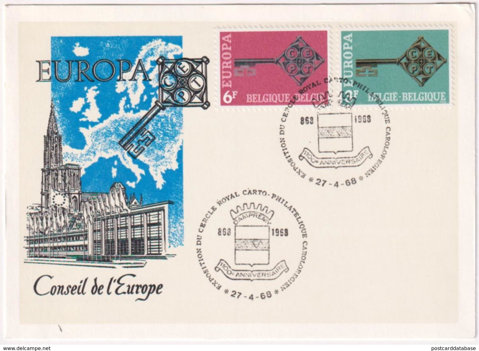 Conseil De L\'Europe - Europa CEPT 1968 - & Maximum Card - Institutions Européennes