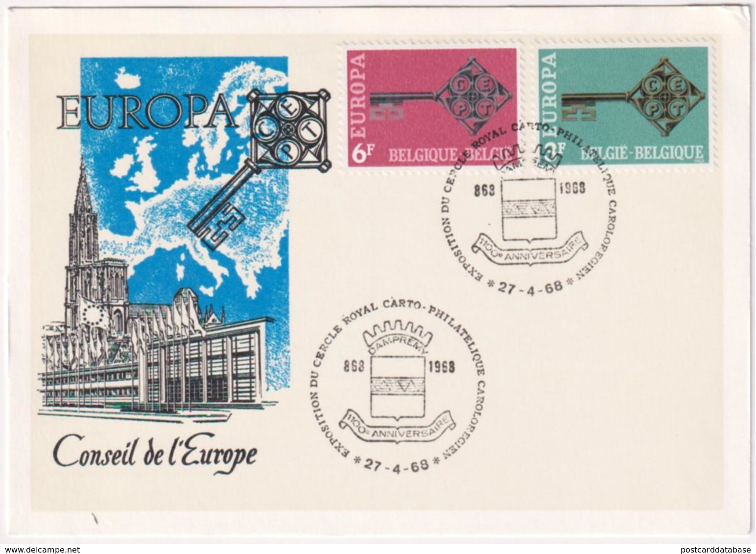 Conseil De L\'Europe - Europa CEPT 1968 - & Maximum Card - Istituzioni Europee