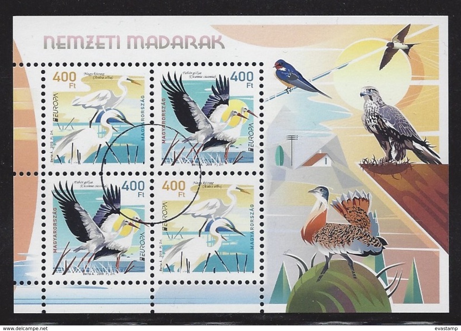 HUNGARY - 2019.Specimen  S/S - EUROPA 2019 - National Birds / White Stork / Great Egret  Mi.:Bl.424. - Essais, épreuves & Réimpressions