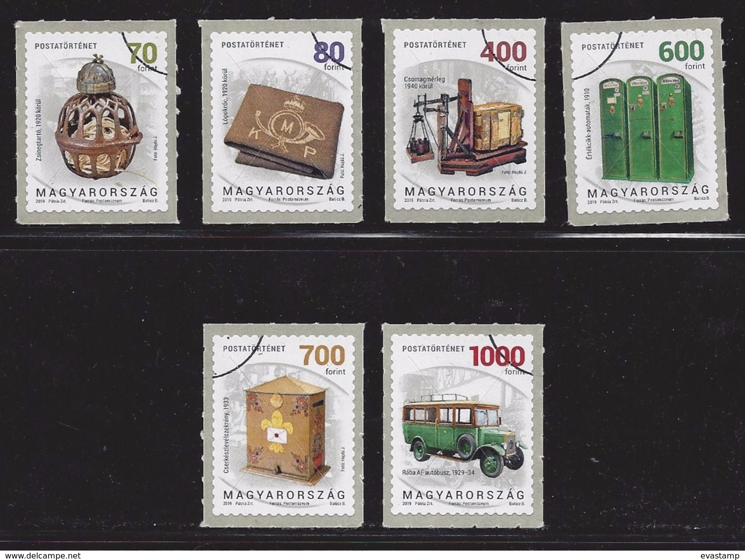 HUNGARY - 2019. Specimen - Postal History III. /Horse Blanket / Parcel Scale / Scout Postbox / Rába AF Bus Mi.:6038-6043 - Proofs & Reprints