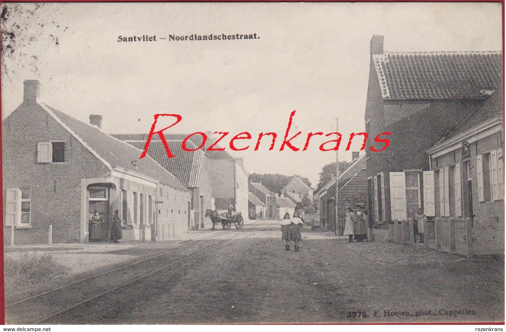 Zandvliet Santvliet Noordlandschestraat Hoelen Cappellen TOPKAART 3975 (ZELDZAAM) Polder Poldergemeente 1911 - Stabroek