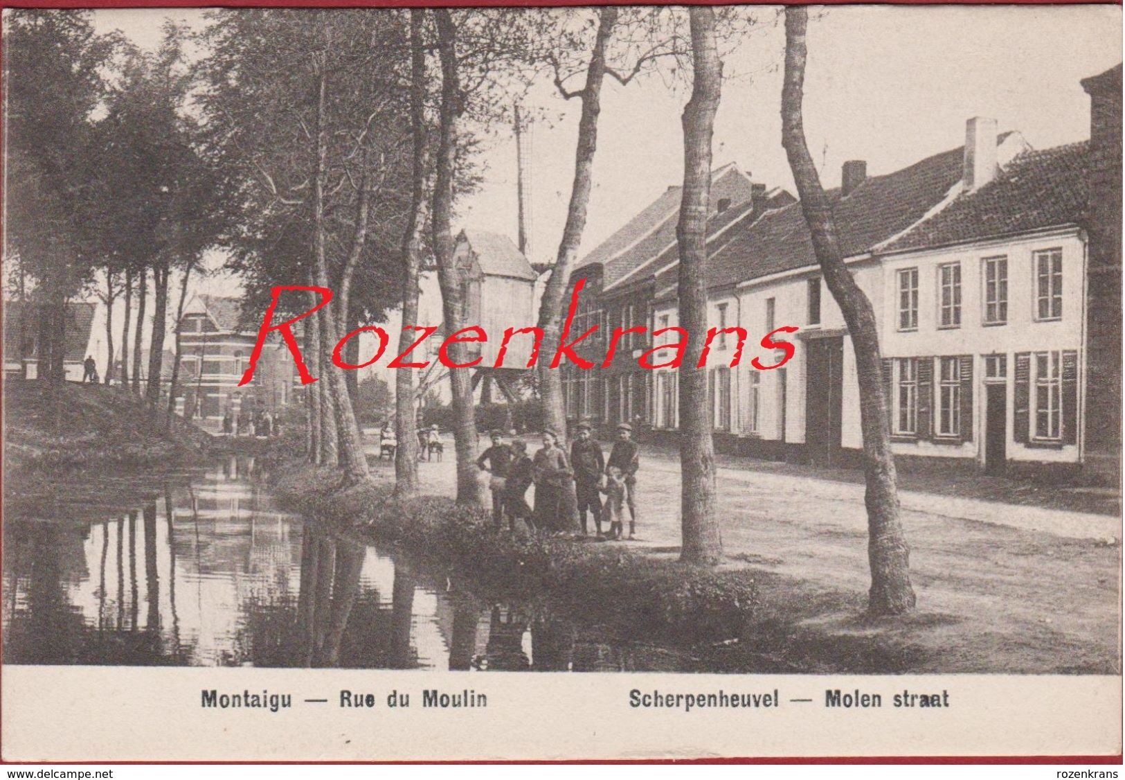 Scherpenheuvel Molen Straat Molenstraat Montaigue Rue Du Moulin Geanimeerd ZELDZAAM TOPKAART Windmolen Oude Vesten - Scherpenheuvel-Zichem