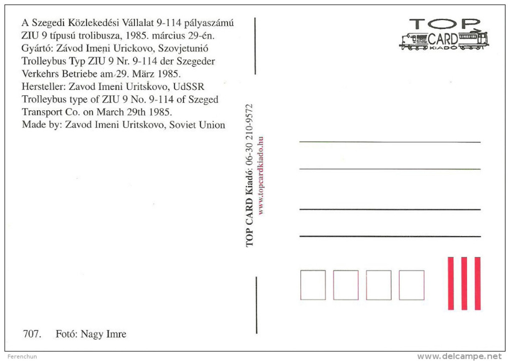 BUS * AUTOBUS * TROLLEY * TROLLEYBUS * ZIU 9 * SZKV * SZEGED * BRIDGE * Top Card 0707 * Hungary - Bus & Autocars