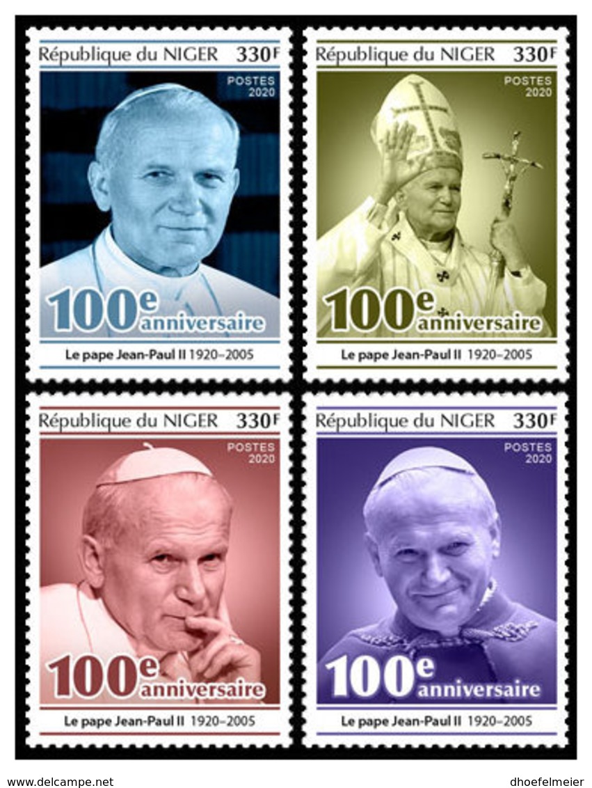 NIGER 2020 MNH Papst Paul II. Pope John-Paul II. Pape Jean-Paul II. 4v - OFFICIAL ISSUE - DHQ2025 - Pausen