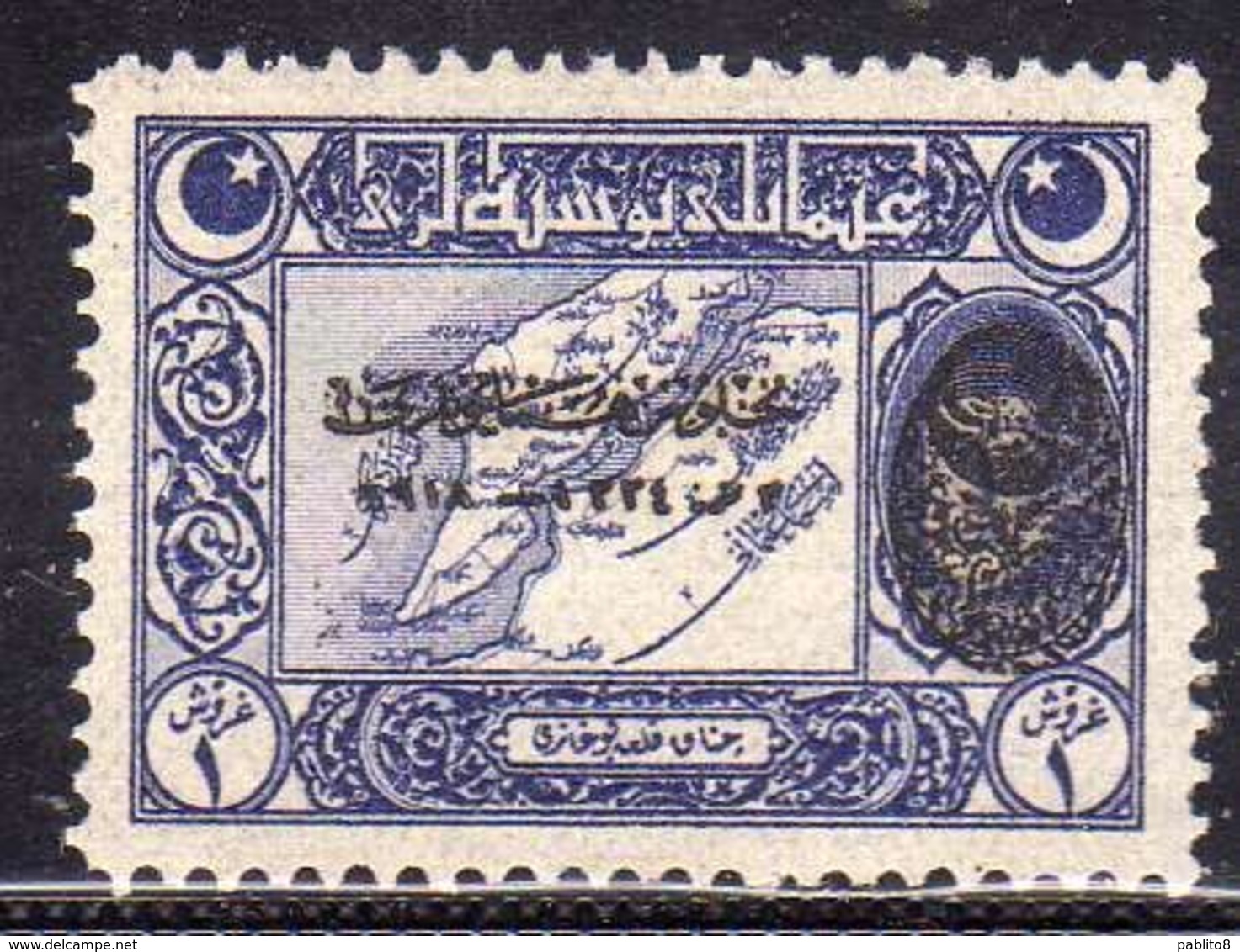 TURCHIA TURKÍA TURKEY 1919 POSTAGE DUE STAMPS SEGNATASSE TAXE ACCESSION TO THE THRONE ISSUE On MAP DARDANELLES 1pi MNH - Portomarken