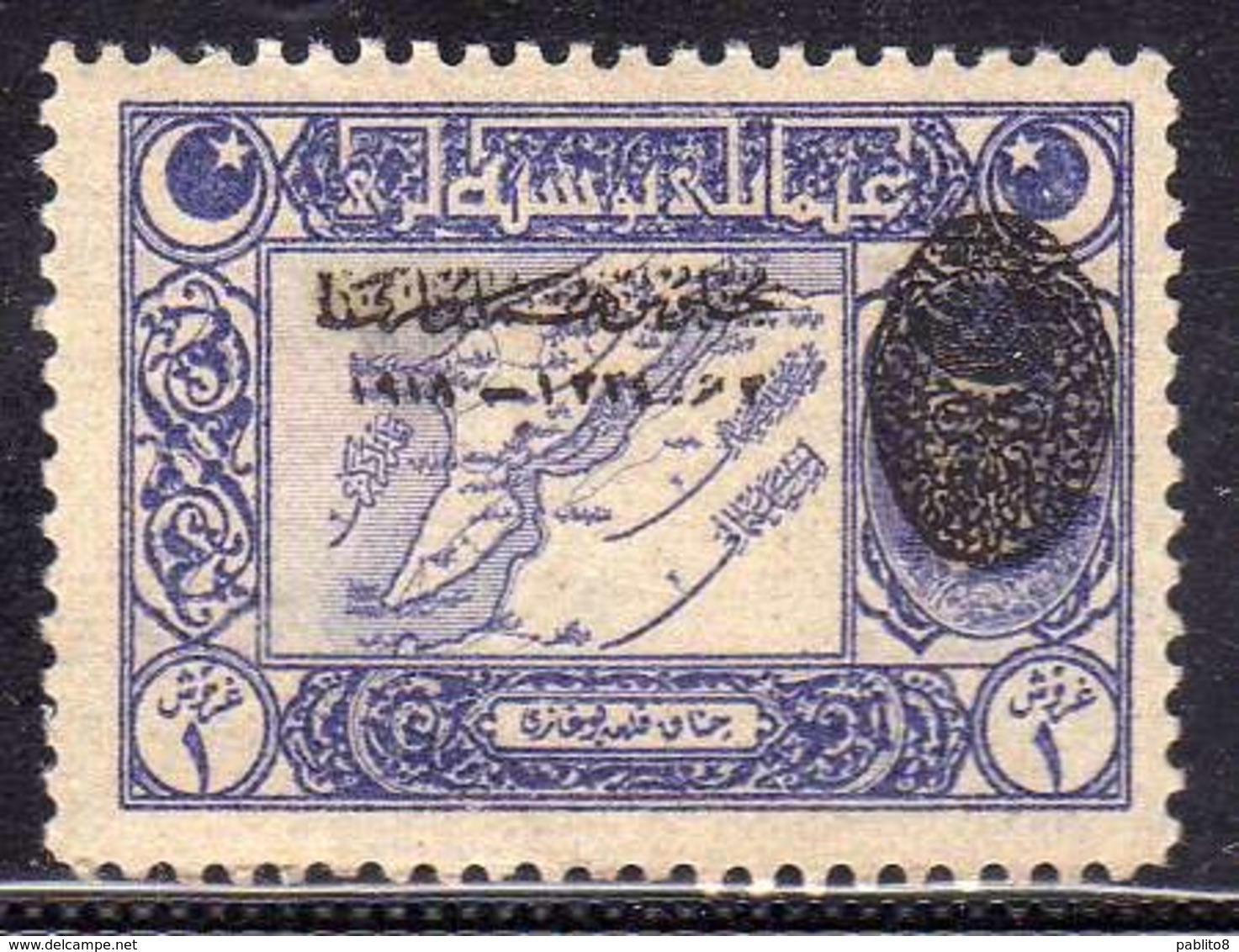 TURCHIA TURKÍA TURKEY 1919 POSTAGE DUE STAMPS SEGNATASSE TAXE ACCESSION TO THE THRONE ISSUE On MAP DARDANELLES 1pi MNH - Strafport